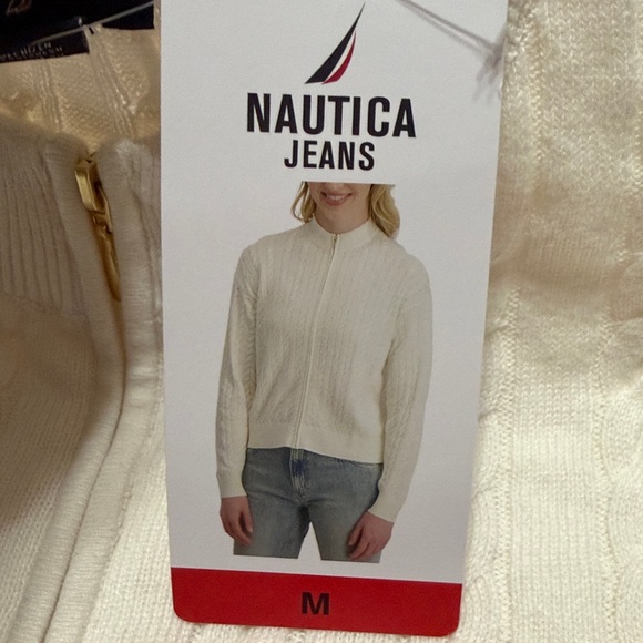 Nautica Sweaters - Nautica Jeans Cream Cable Knit Zip-Up Sweater M, L, XL Ivory NWT